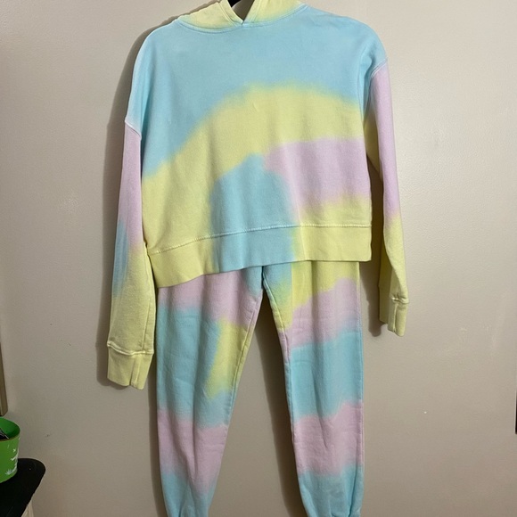 Frankies Bikinis Burl sweatshirt jogger set in rainbow sherbert tie dye sz small - Picture 4 of 11
